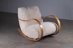 Swedish Rocking Chair in Sheepskin, 1940s