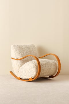 Fauteuil à bascule suédois en peau de mouton, années 1940