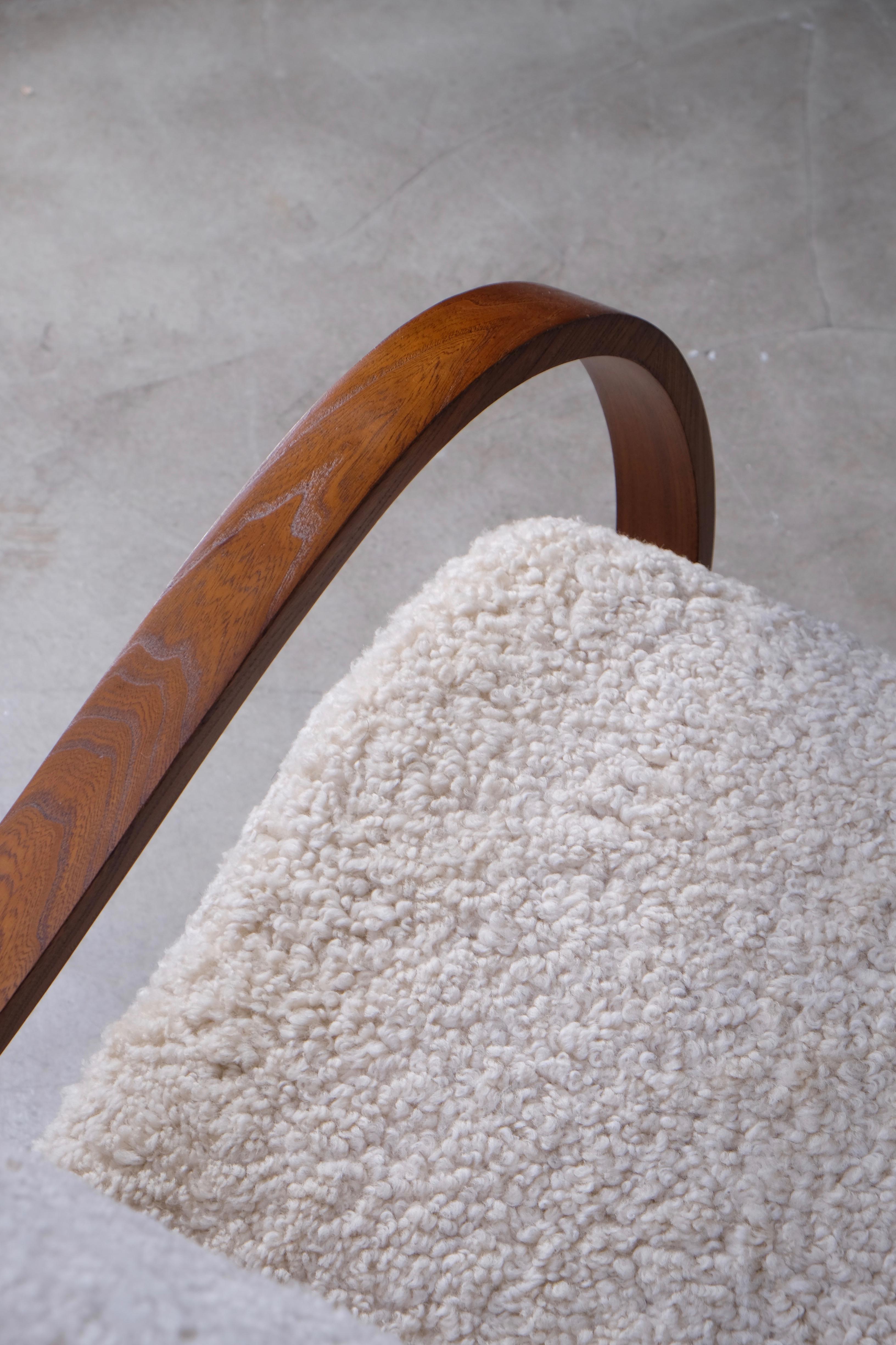 Swedish Rocking Chair in Sheepskin, 1950s 4