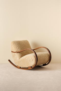 Swedish Rocking Chair in Sheepskin, 1950s