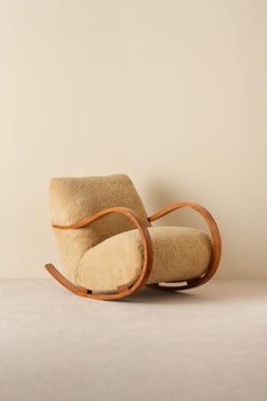 Schwedischer Schaukelstuhl aus Schafsleder, 1950er Jahre