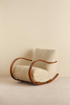 Swedish Rocking Chair in Sheepskin, 1950s