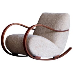 Swedish Rocking Chair in Sheepskin, 1950s