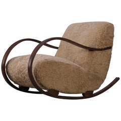 Ensemble de 2 fauteuils à bascule suédois en peau de mouton, années 1950