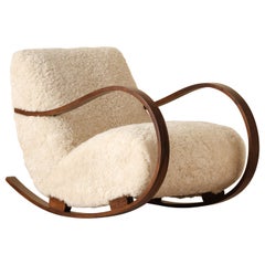 Swedish Rocking Chair in Sheepskin, 1950s Swedish Rocking Chair in Sheepskin, 1950s