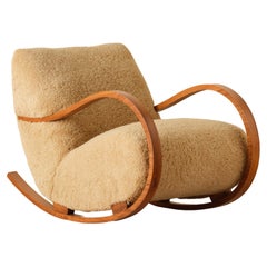 Swedish Rocking Chair in Sheepskin, 1950s