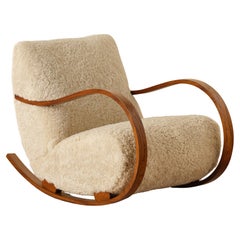 Swedish Rocking Chair in Sheepskin, 1950s