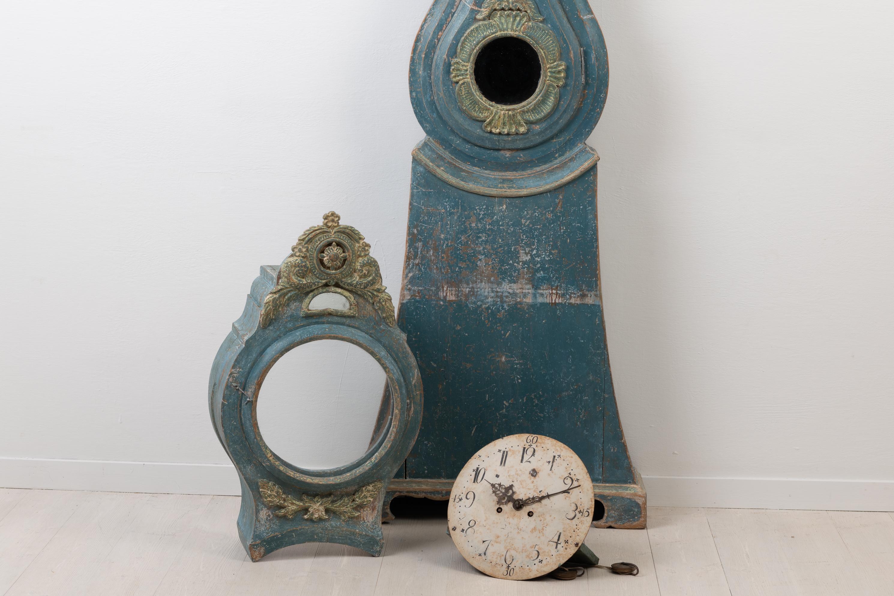 Swedish Rococo and Neoclassical Blue Long Case Clock 5