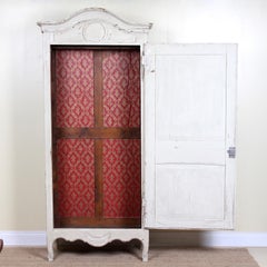 Swedish Rococo Armoire Wardrobe Painted, 19th Century