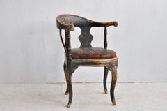 Swedish Rococo Black Corner Chair, 18th Century