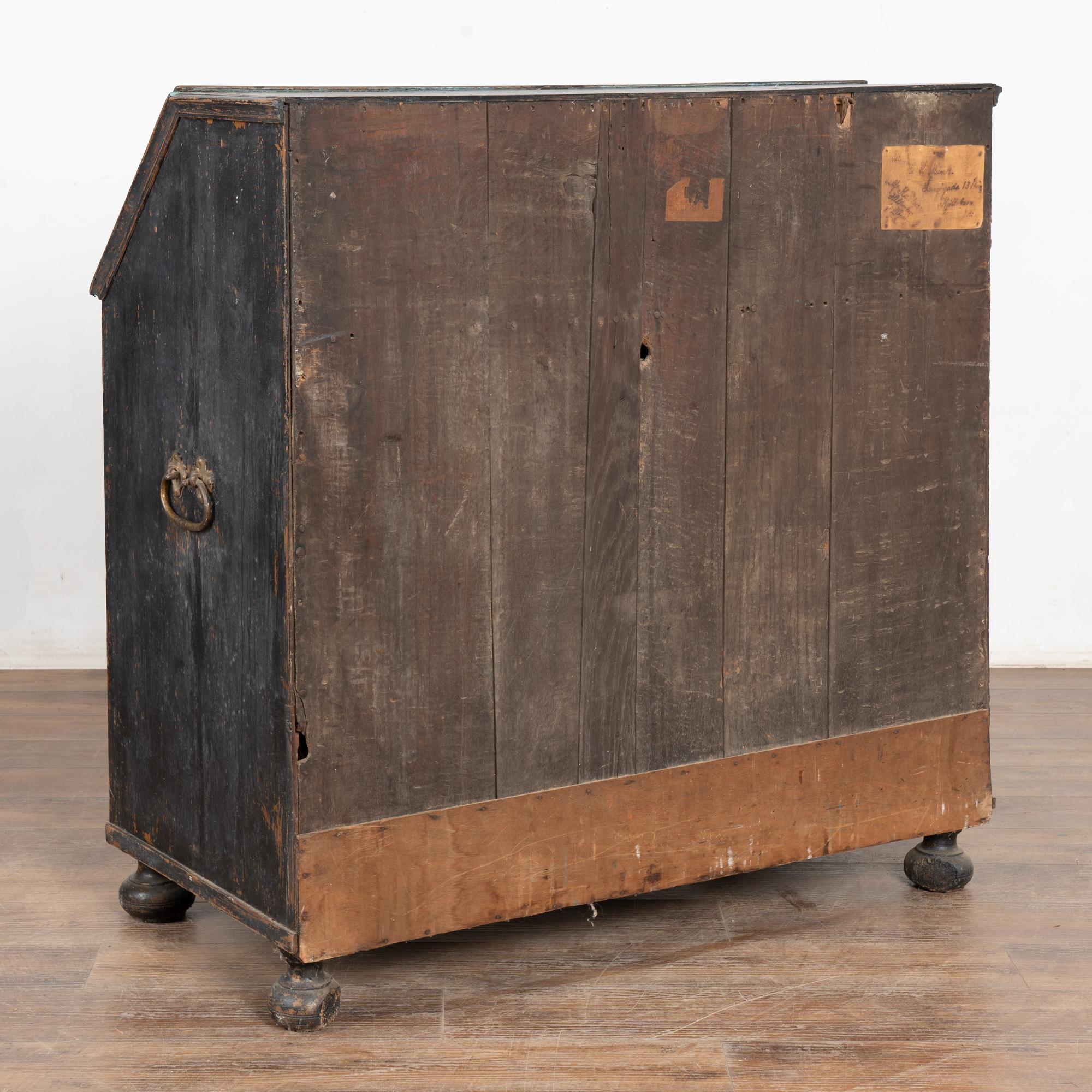 Segreteria svedese rococò dipinta di nero datata 1778 7