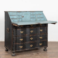 Swedish Rococo Black Painted Secretary Bureau Dated 1778