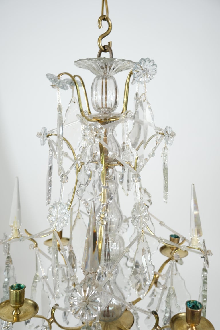 Swedish Rococo Brass and Cut-Glass Chandelier, 18th C For Sale at 1stDibs