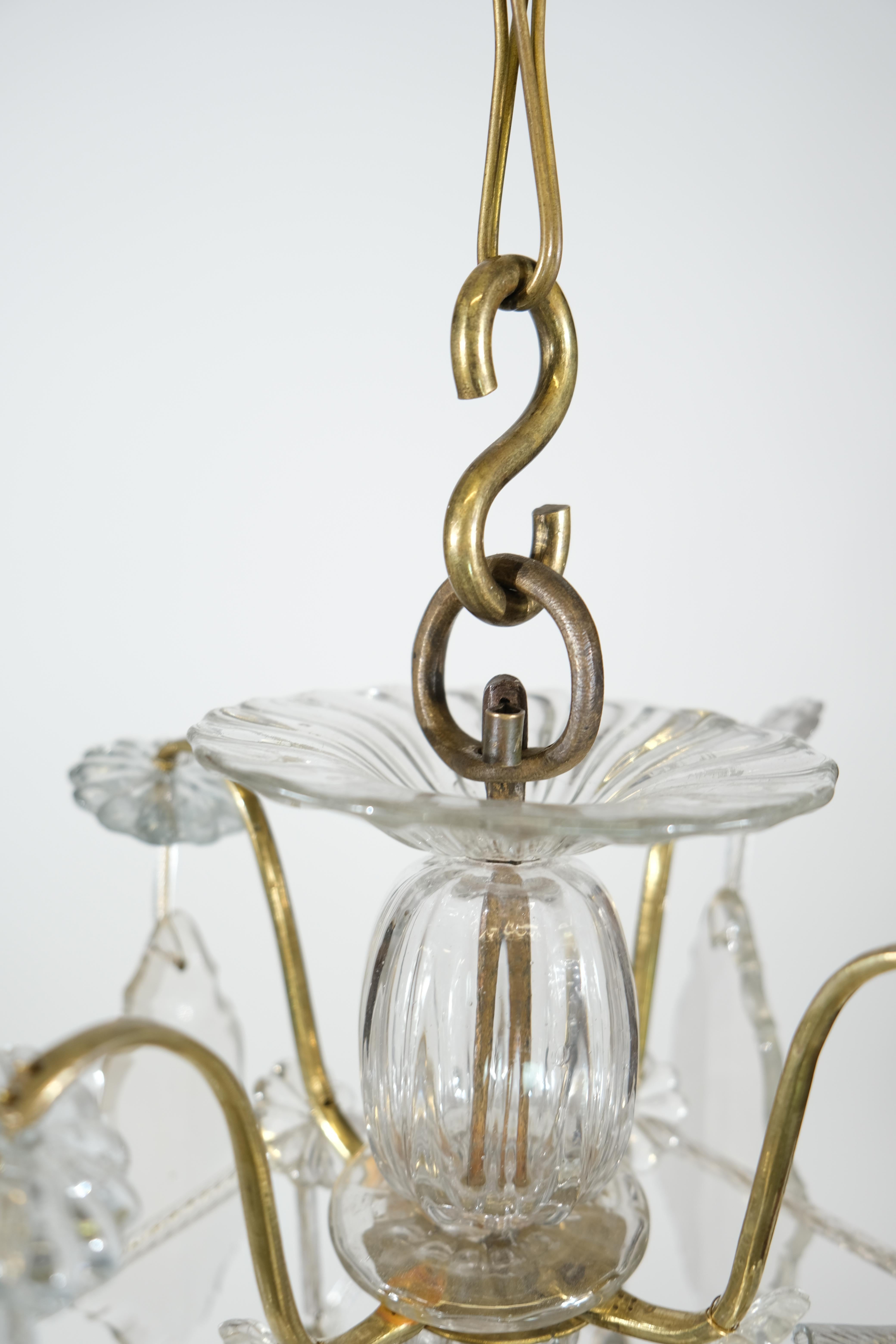 Swedish Rococo Brass and Cut-Glass Chandelier, 18th C 10