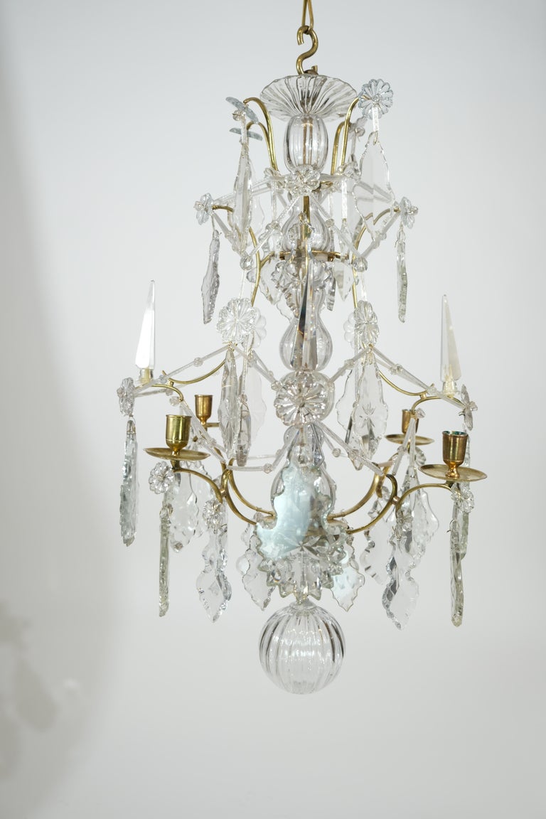 Swedish Rococo Brass and Cut-Glass Chandelier, 18th C For Sale at 1stDibs
