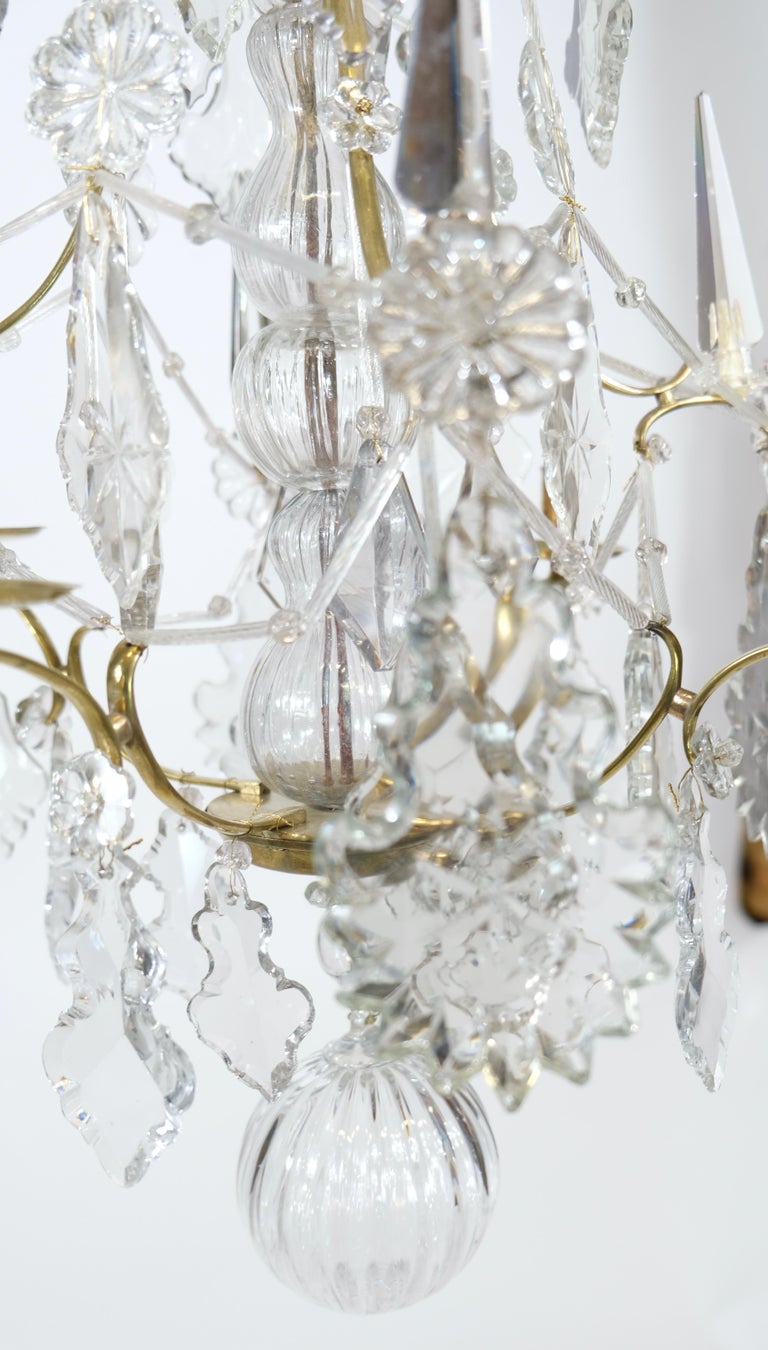 Swedish Rococo Brass and Cut-Glass Chandelier, 18th C For Sale at 1stDibs