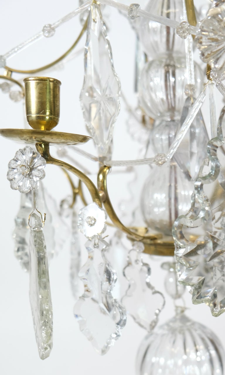 Swedish Rococo Brass and Cut-Glass Chandelier, 18th C For Sale at 1stDibs