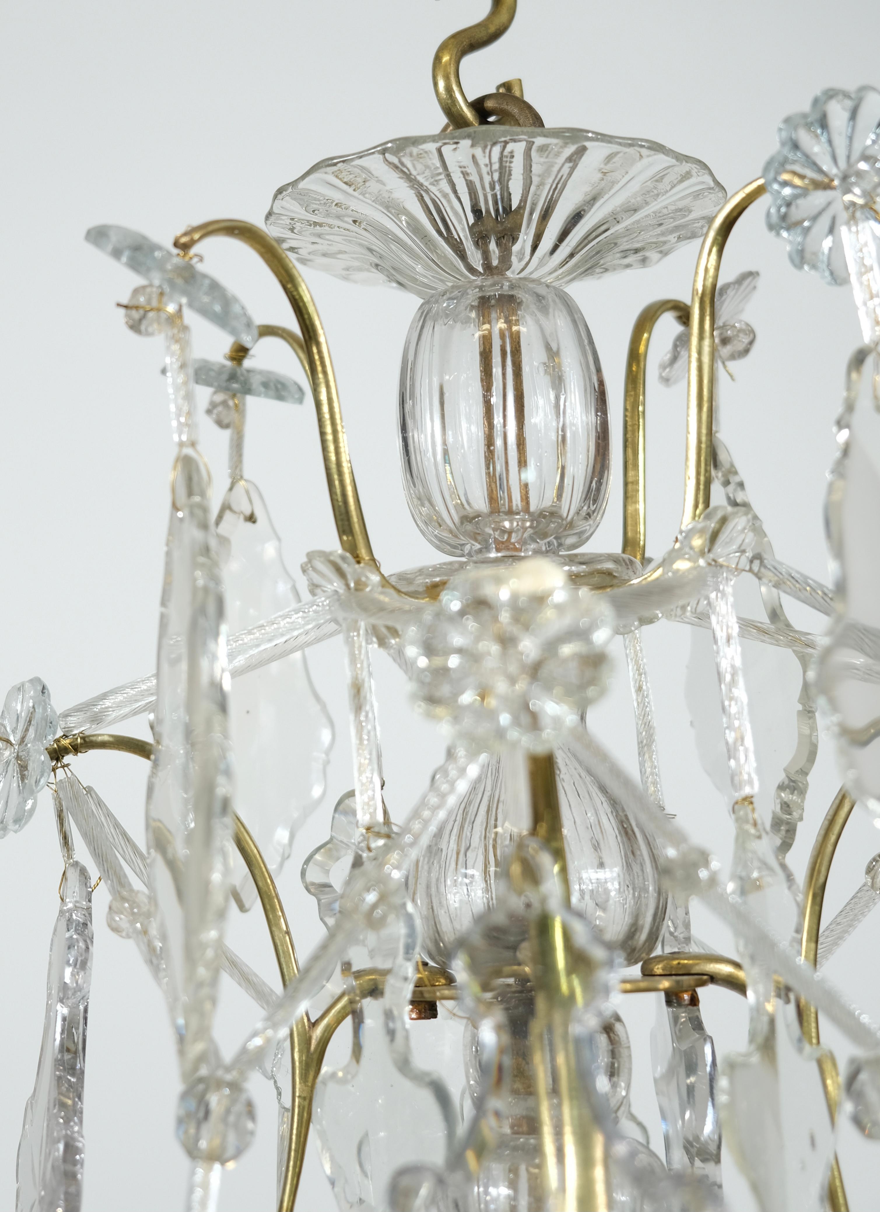Swedish Rococo Brass and Cut-Glass Chandelier, 18th C 2