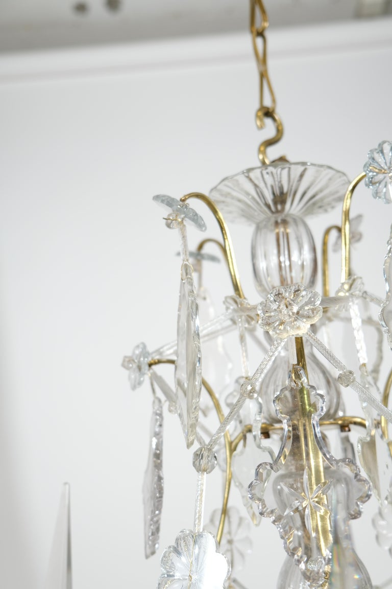 Swedish Rococo Brass and Cut-Glass Chandelier, 18th C For Sale at 1stDibs