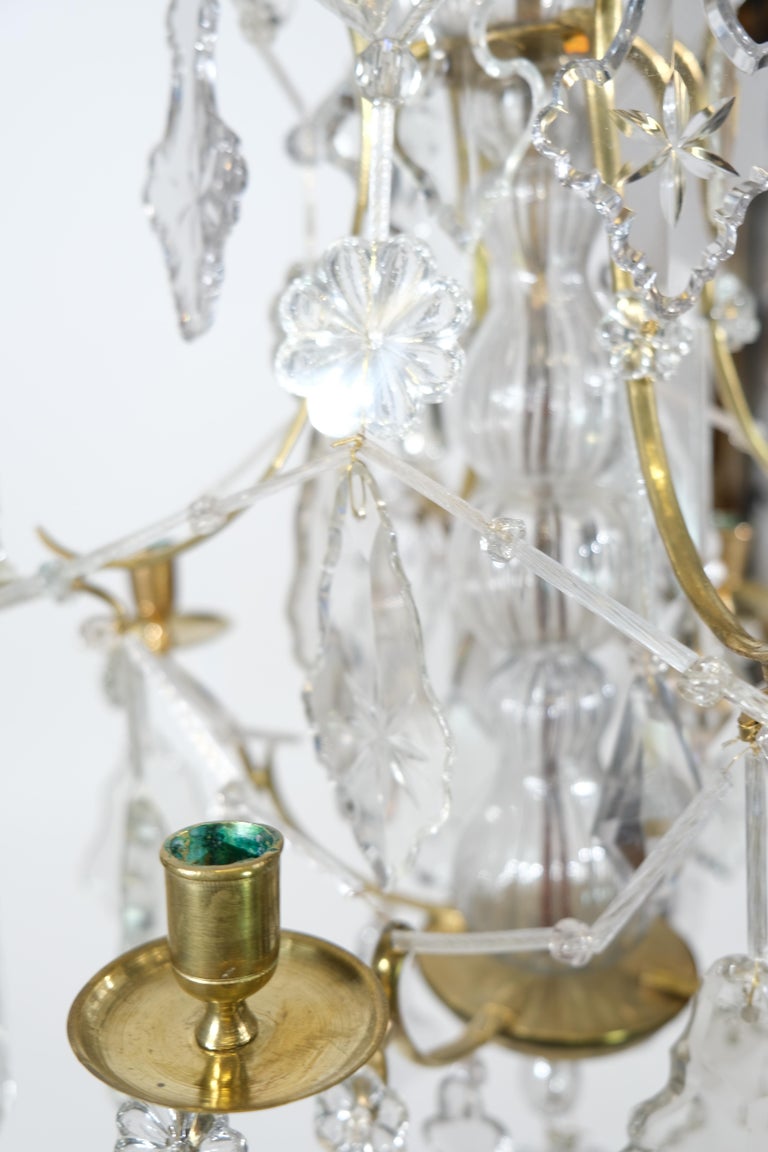 Swedish Rococo Brass and Cut-Glass Chandelier, 18th C For Sale at 1stDibs