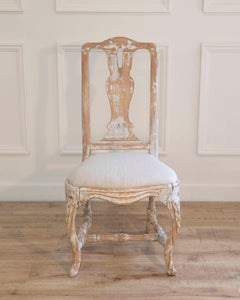 Swedish Rococo Chair from Stockholm with Scraped Original Paint, Circa 1760