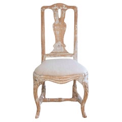 Swedish Rococo Chair from Stockholm with Scraped Original Paint, Circa 1760