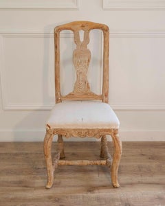 Swedish Rococo Chair from Stockholm with Scraped Original Surface, Circa 1770