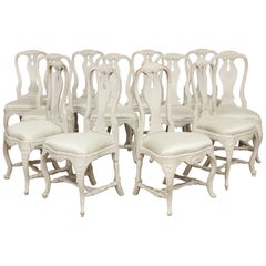 Swedish Rococo Dining Chairs, Set of 12, circa 1765