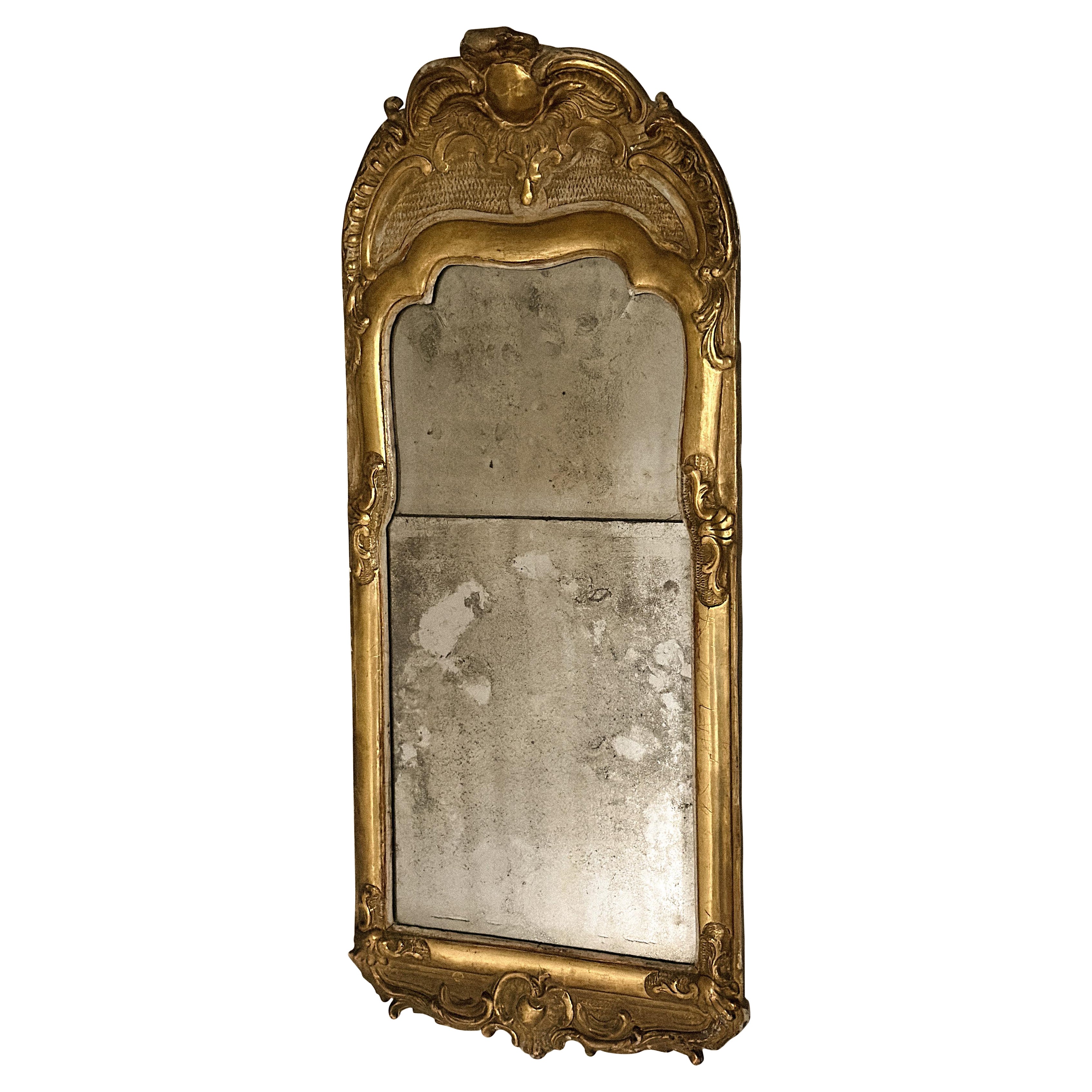 Swedish Rococo Giltwood Mirror, Stockholm, c. 1750s