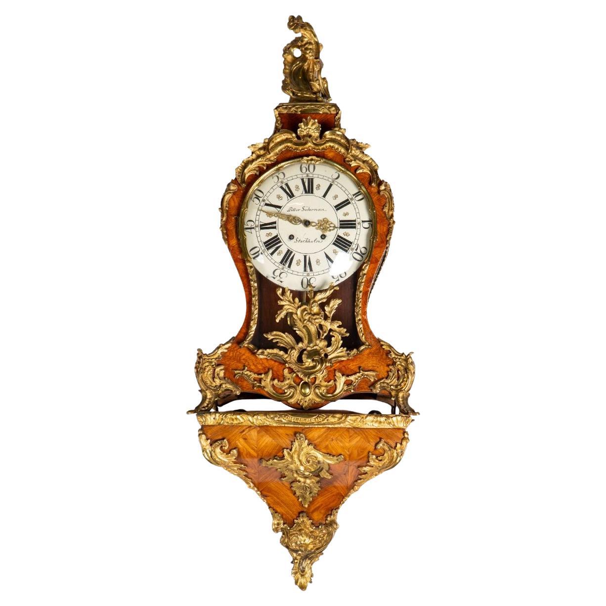 Swedish Rococo Ormolu Bracket Clock by Petter Söderman, Stockholm For Sale