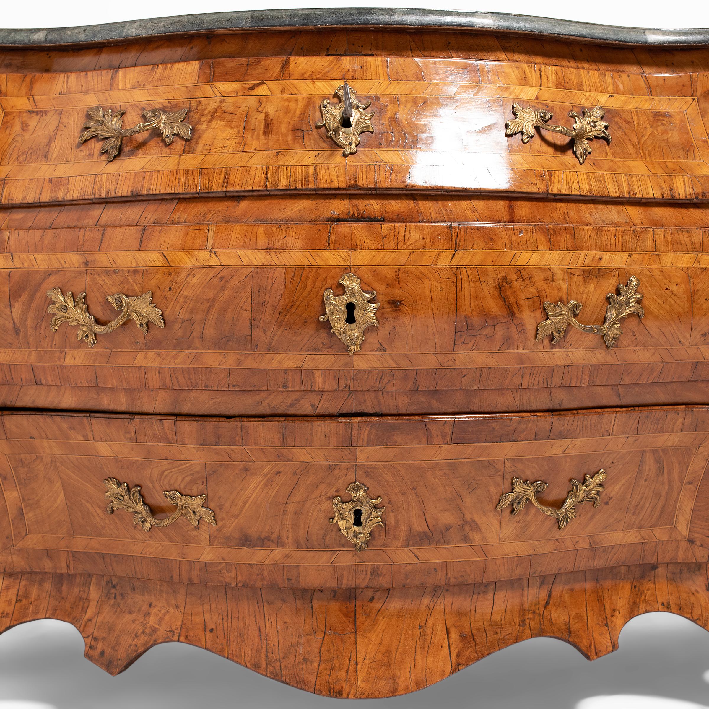 Swedish Rococo Parquetry Bombe Commode, c. 1750 For Sale 1