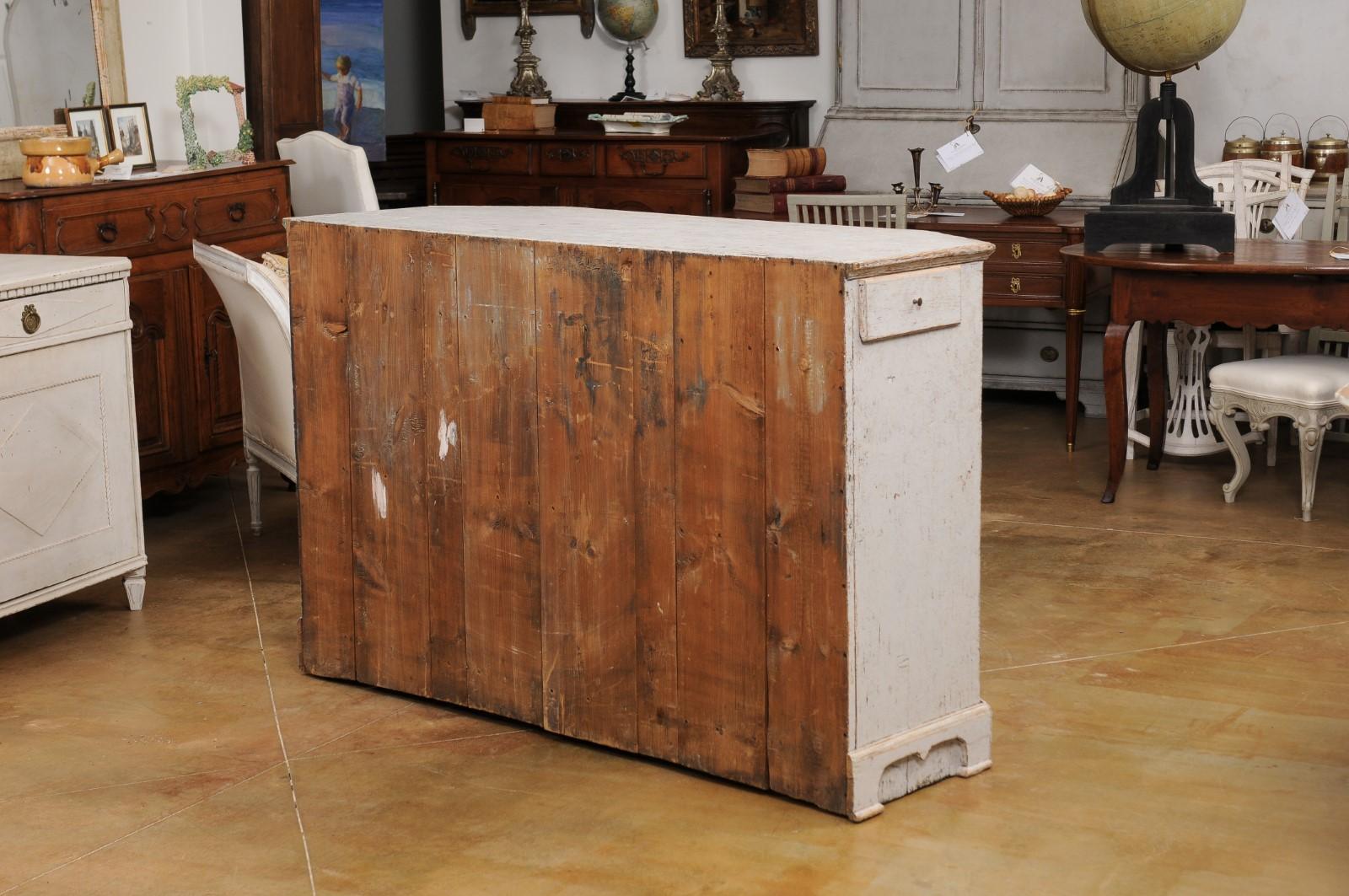18th Century and Earlier Swedish Rococo Period 18th Century Buffet from Värmland with Canted Side Posts For Sale