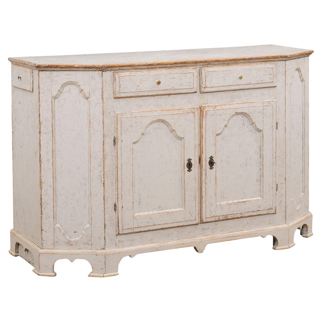 Swedish Rococo Period 18th Century Buffet from Värmland with Canted Side Posts