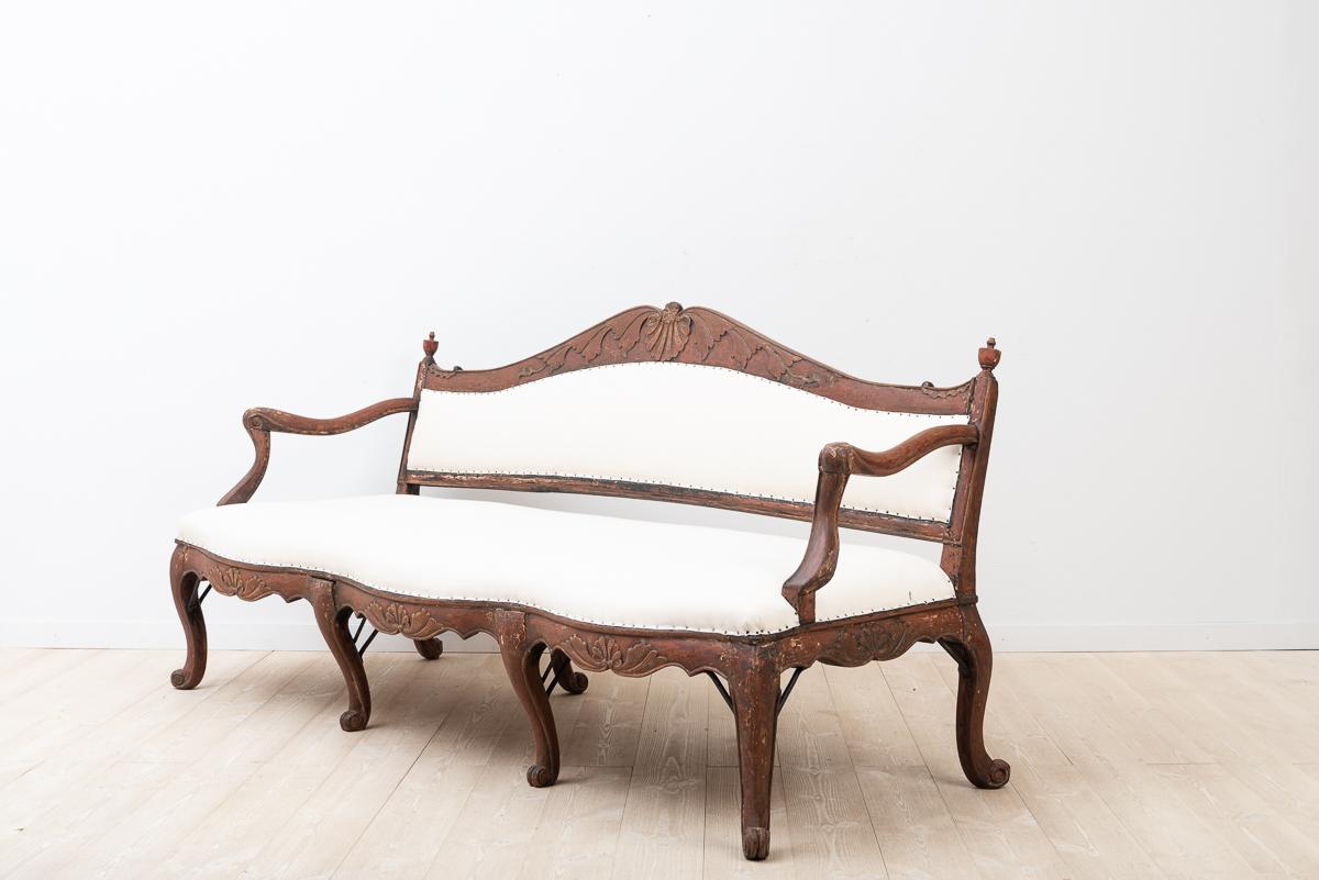 Carved Swedish Rococo Sofa, Circa 1760 For Sale