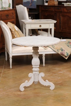 Swedish Rococo Style 1880s Painted Guéridon Table with Scrolling Tripod Base