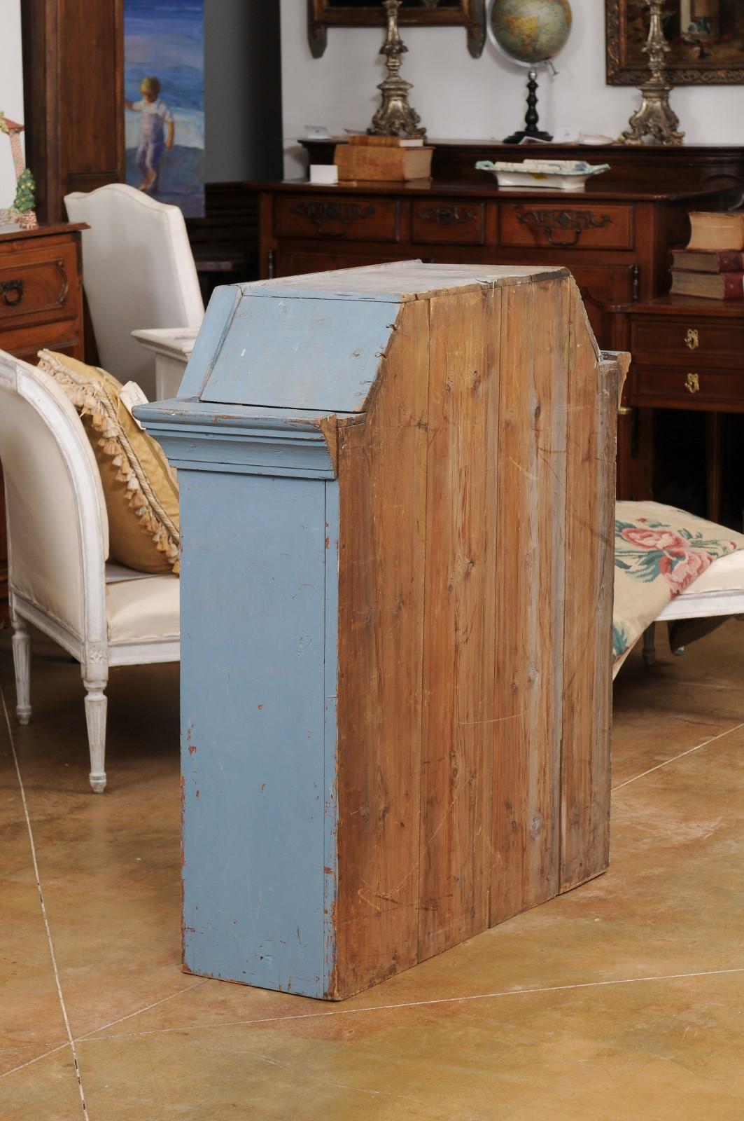Swedish Rococo Style 19th Century Grey Painted Wall Cabinet with Distressing For Sale 2