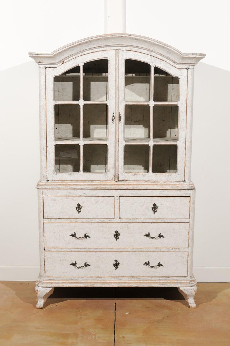 Swedish Rococo Style 19th Century Painted Vitrine With Glass Doors