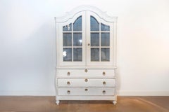 Swedish Rococo Style 19th Century Painted Wood Vitrine Cabinet with Glass Doors