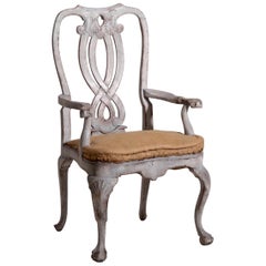 Swedish Rococo Style Armchair, 19th Century