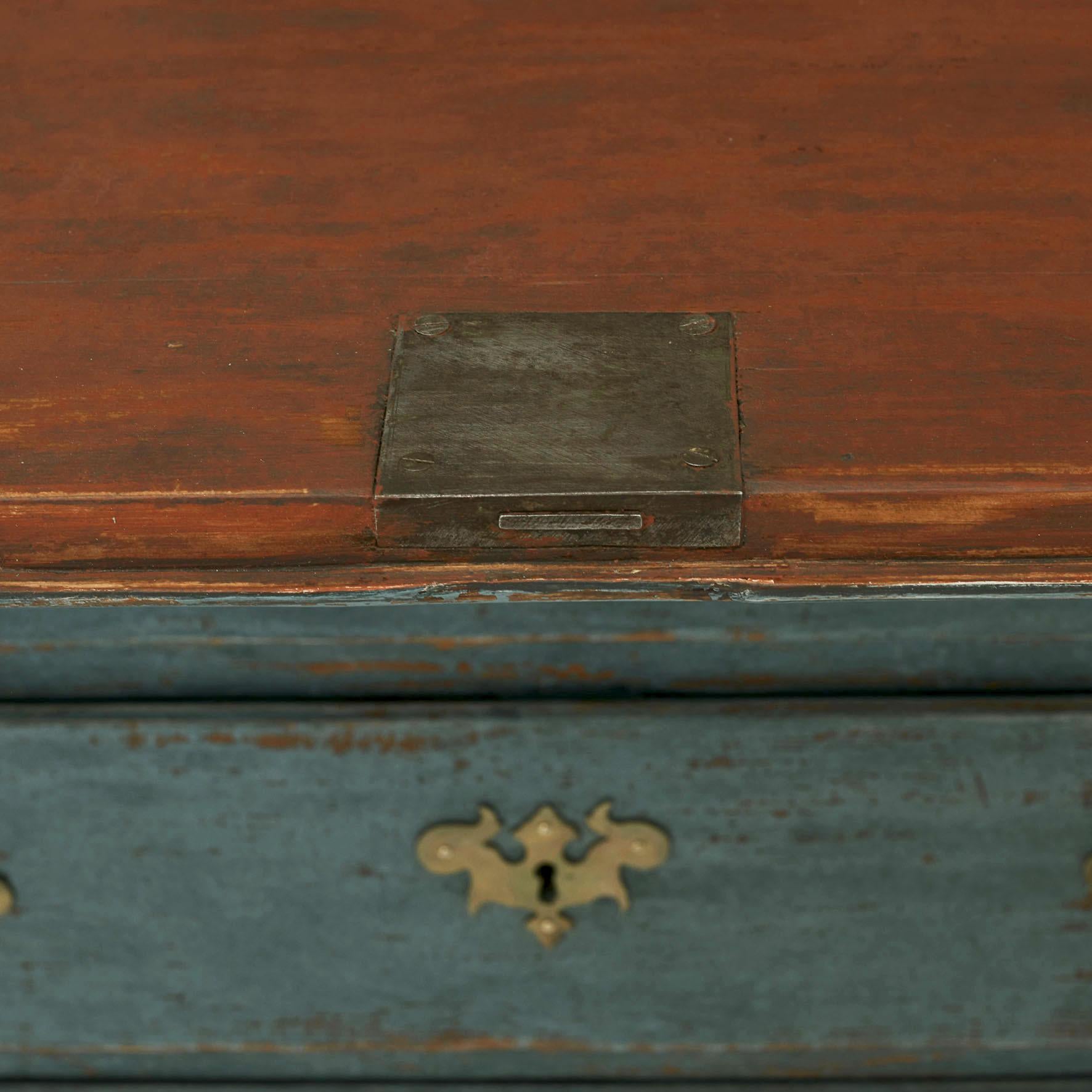 Swedish Rococo Style Bureau / Secretaire, Blue Painted 6