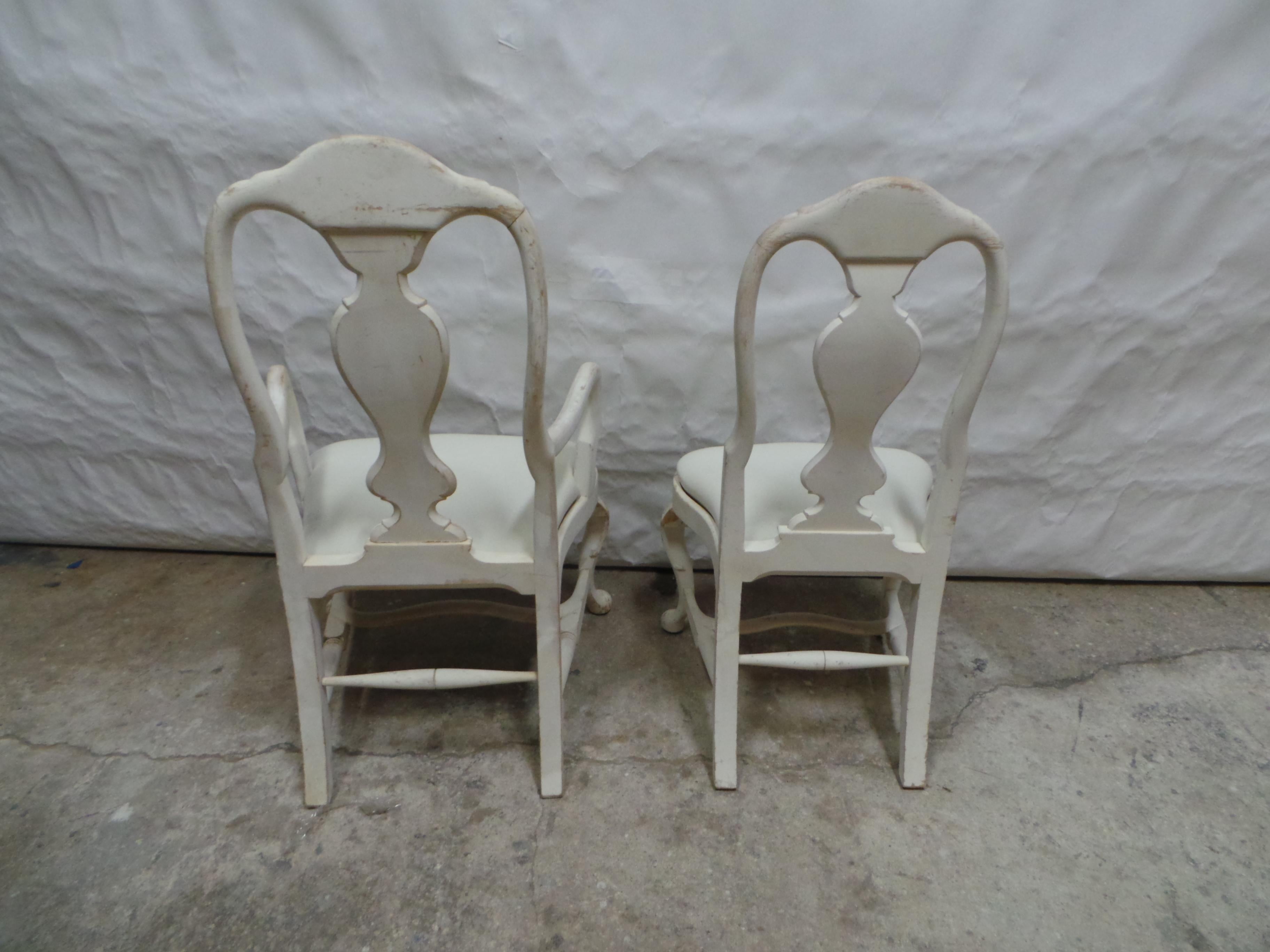 Swedish Rococo Style Chairs 2 Arm 8 Side For Sale 11