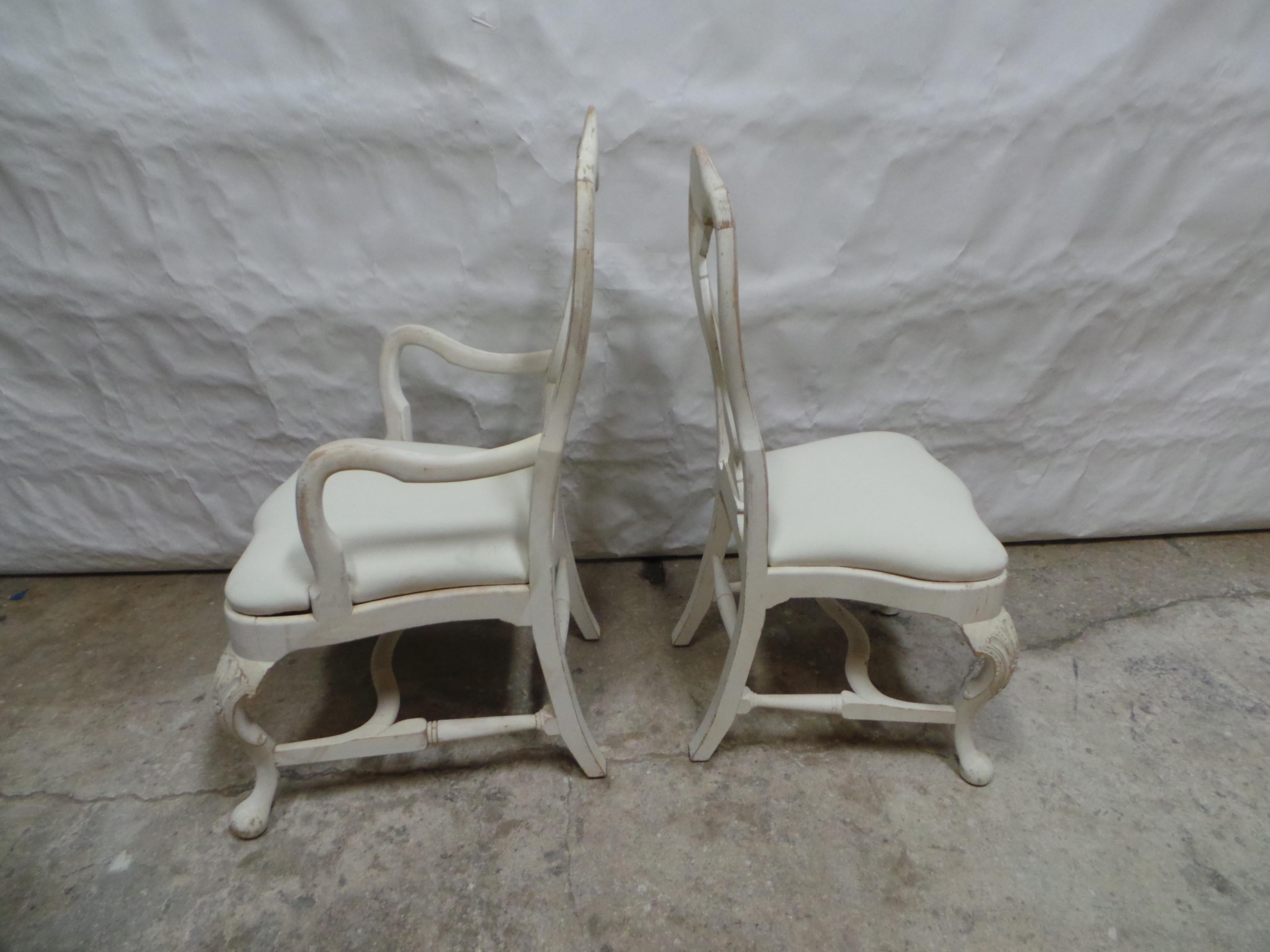 Swedish Rococo Style Chairs 2 Arm 8 Side For Sale 12