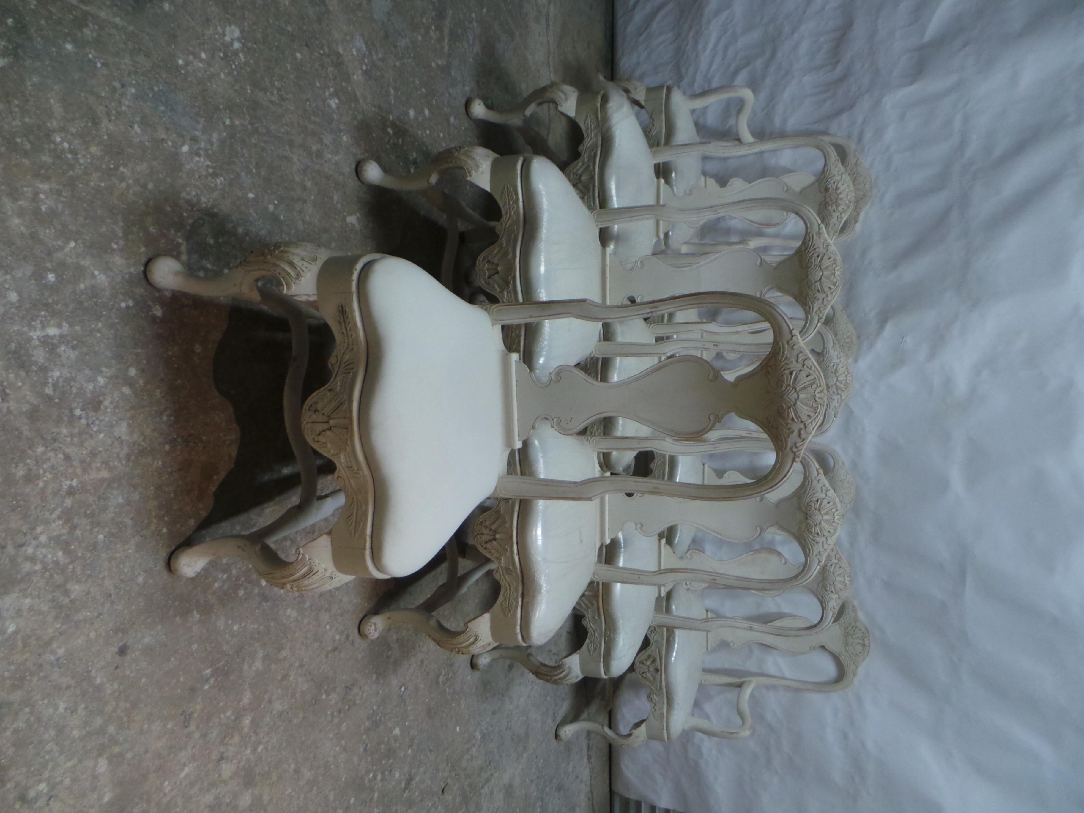 Swedish Rococo Style Chairs 2 Arm 8 Side In Good Condition For Sale In Hollywood, FL