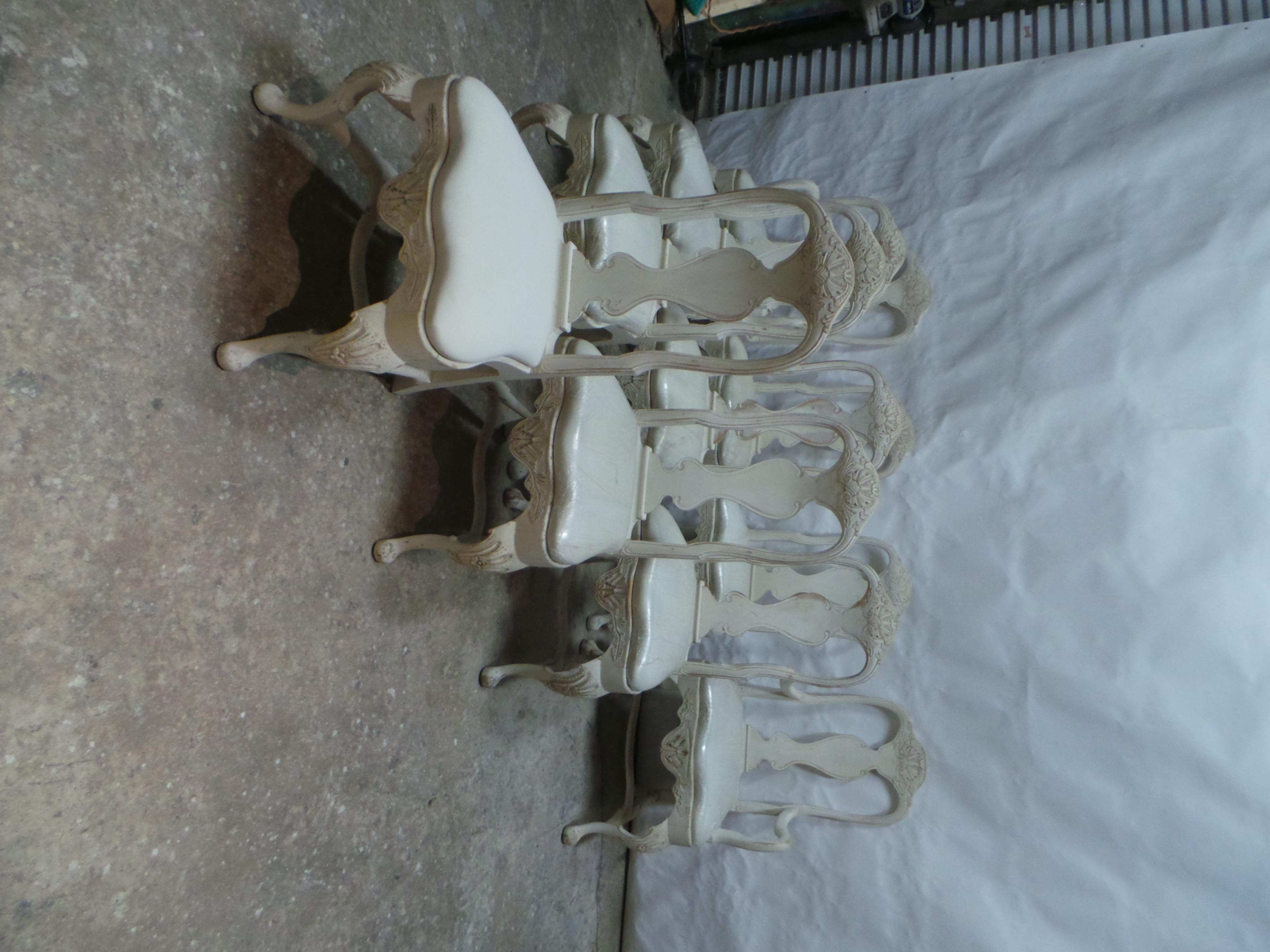 Early 20th Century Swedish Rococo Style Chairs 2 Arm 8 Side For Sale