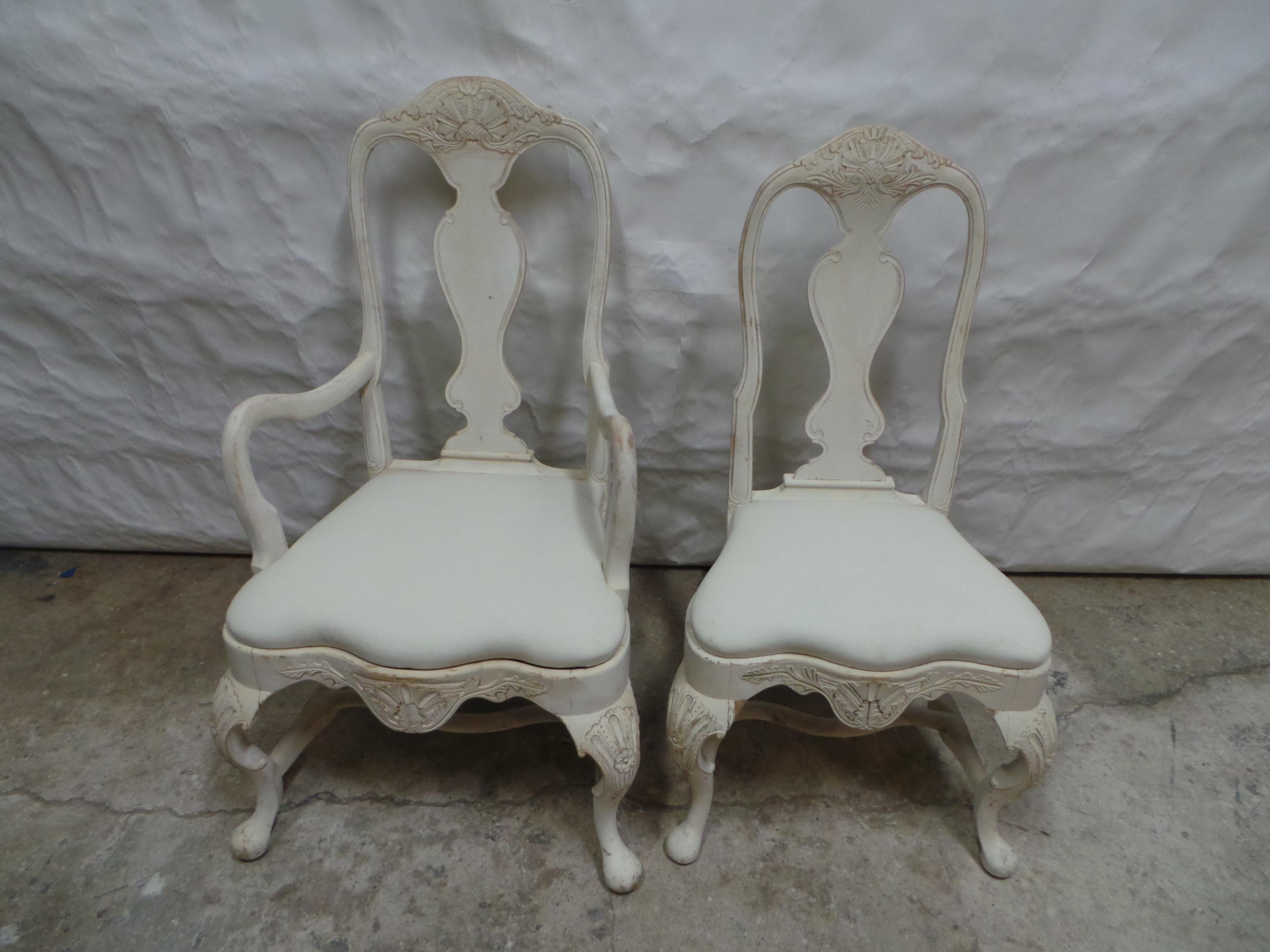 Swedish Rococo Style Chairs 2 Arm 8 Side For Sale 1
