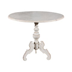 Swedish Rococo Style Painted Wood Guéridon Table with Scrolling Tripod Base