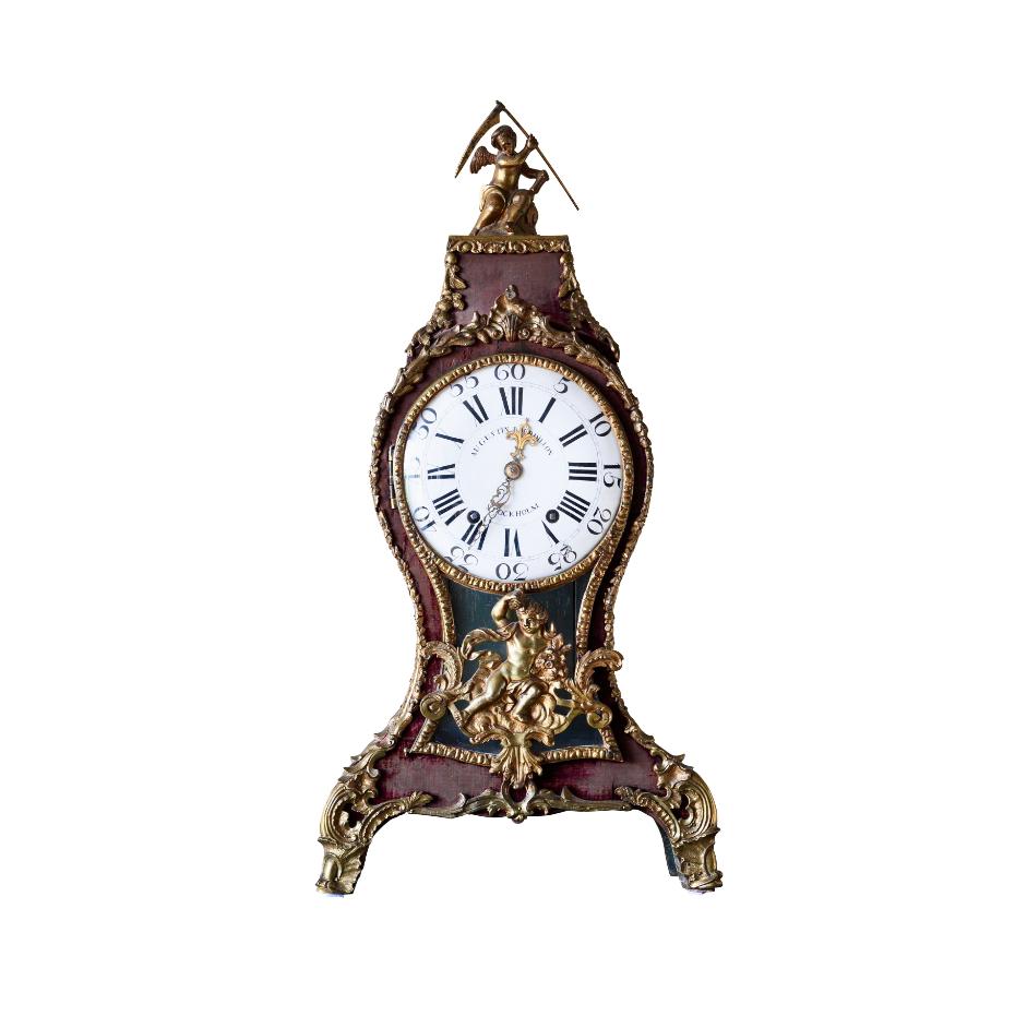 Swedish Rococo Table Clock Signed by Augustin Bourdillon 7
