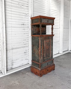 Swedish Rococo Tobacco Cabinet, Pine with Historic Paint, Circa 1720