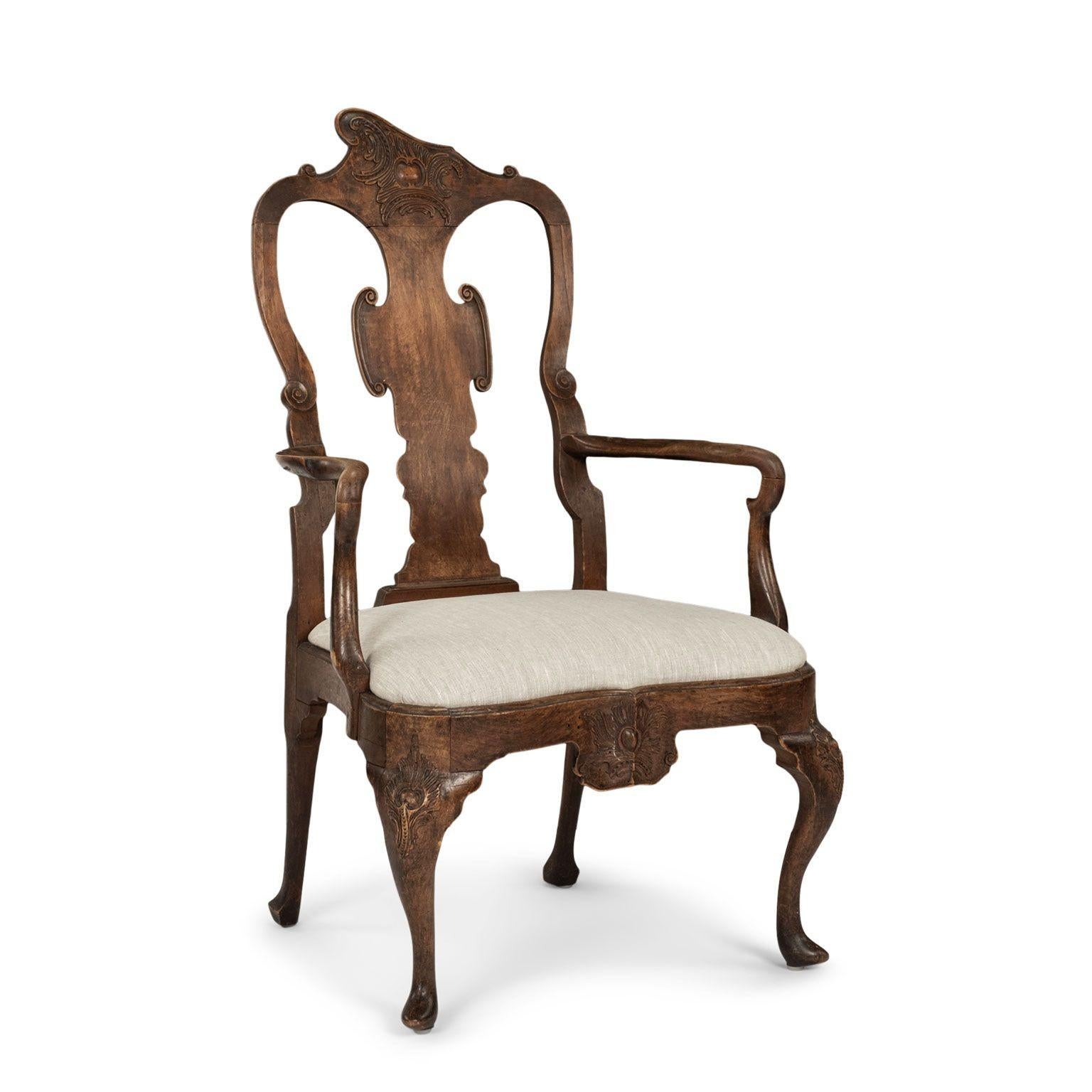 Swedish Rococo Walnut Armchair For Sale 1
