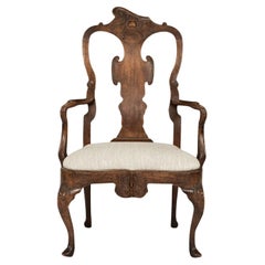 Antique Swedish Rococo Walnut Armchair